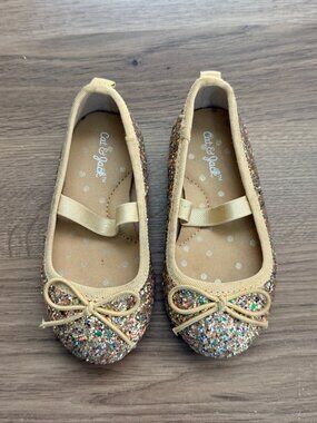 Cat & Jack Beige Glitter Flats sz 5 Toddler
